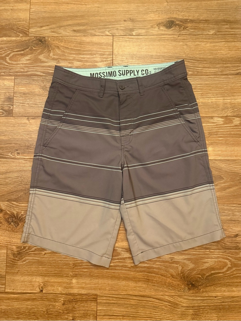 Mossimo Supply Co. Men's Two-Tone Gray Striped Hybrid Swim Shorts